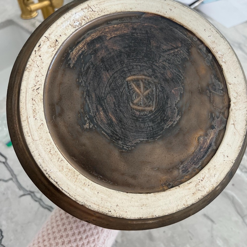 Sculptural handmade‎ copper pottery signed - Picture 4 of 8